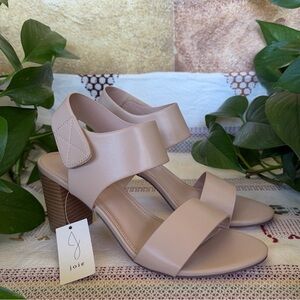 NEW Joie Women’s Talent Faux Leather Nude Block Heel Strap Sandals, Size 7.5M